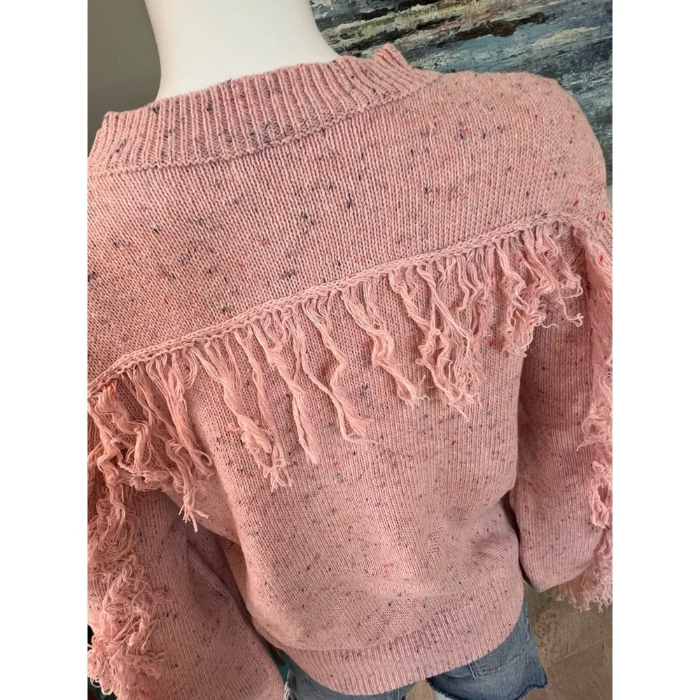CLOUD TEN Mauve pink fringe back sweater S M L - Picture 6 of 7